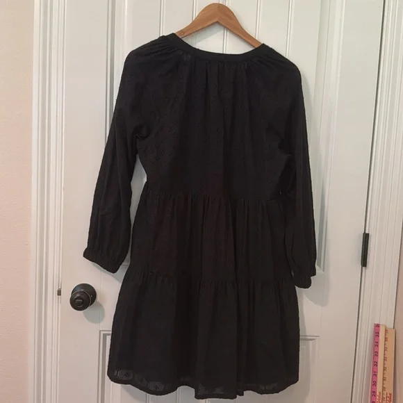 Vineyard Vines Tiered 3/4 Sleeve Dress Black Medium - Picture 2 of 7